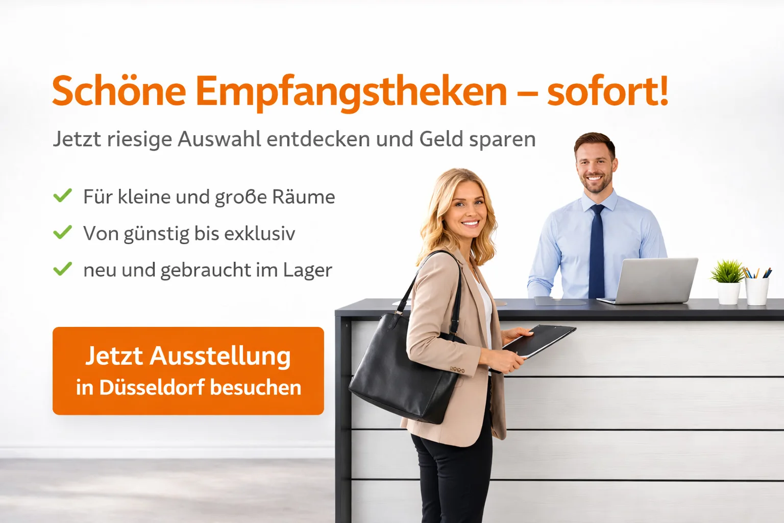 Moderne Empfangstheke in Düsseldorf Ausstellung – große Auswahl sofort verfügbar