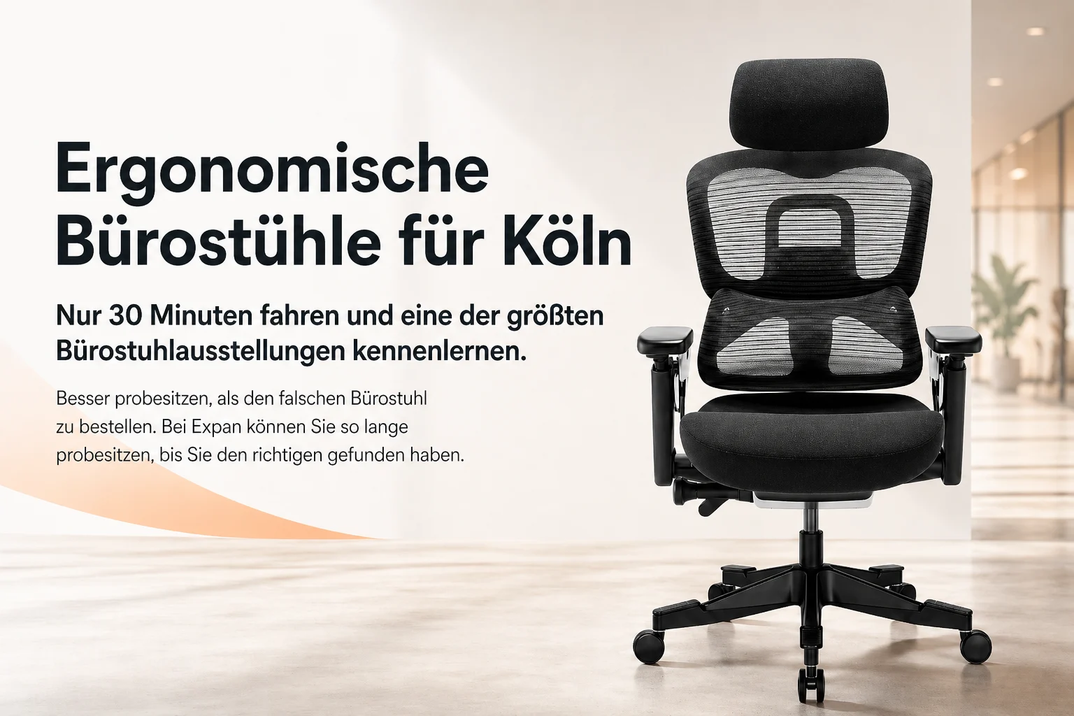 Ergonomische Bürostühle für Köln in der Expan Ausstellung Düsseldorf live probesitzen und vergleichen