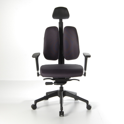 Ergonomischer Bürodrehstuhl mit geteilter Rückenlehne und Nackenstütze