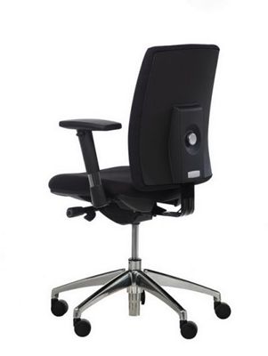Bürodrehstuhl mit Lordosenstütze, Sitztiefenverstellung und Armlehnen