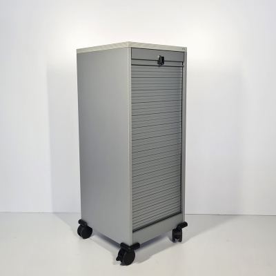 Caddy in silber mit Querrolllade auf Rollen