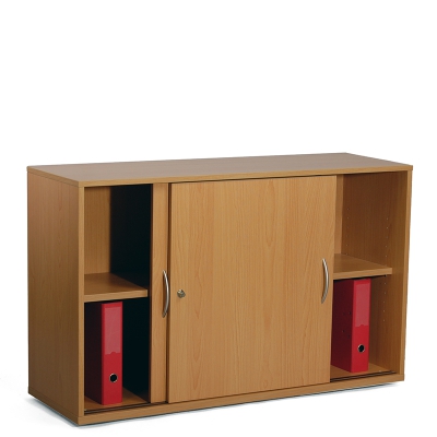 Schiebetürenschrank 2 Ordnerhöhen, Buche dunkel