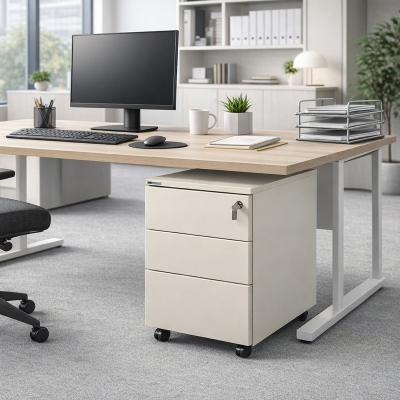 Weißer Rollcontainer von Palmberg mit 3 Schüben