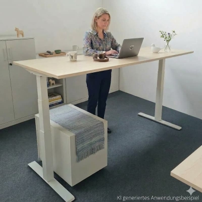 Steh-Sitz-Schreibtisch von Kinnarps in Ahorn mit weißem Gestell