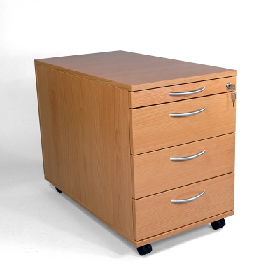 Rollcontainer XP mit 1 Materialfach und 3 Schüben in Buche dunkel