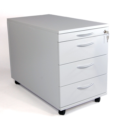 Rollcontainer XP mit 1 Materialfach und 3 Schüben in lichtgrau