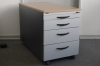 gebrauchter Rollcontainer mit 3 Schubladen, Korpus anthrazit, Front lichtgrau, Abdeckplatte Buche