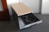 gebrauchter Rollcontainer mit 3 Schubladen, Korpus anthrazit, Front lichtgrau, Abdeckplatte Buche