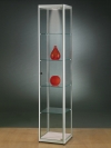 Glasvitrine mit 1 Flügeltüre und 4 Glaseinlegeböden sowie einem LED-Strahler im Ober
