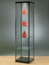 Glasvitrine mit 1 Fl&uuml;gelt&uuml;re und 4 Glaseinlegeb&ouml;den sowie einem LED-Strahler im Ober