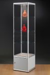 Glasvitrine mit 1 Flügeltüre und 3 Glaseinlegeböden sowie einem LED-Strahler im Oberb