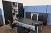 Chefbüro mit Aktenschrank, Schreibtisch und Sideboard in edlem Esche schwarz Dekor