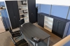 Chefbüro mit Aktenschrank, Schreibtisch und Sideboard in edlem Esche schwarz Dekor