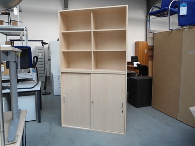 Kombination  Aktenregal/ Schiebetürenschrank  XP 6 Ordnerhöhen  Modul 120 cm breit